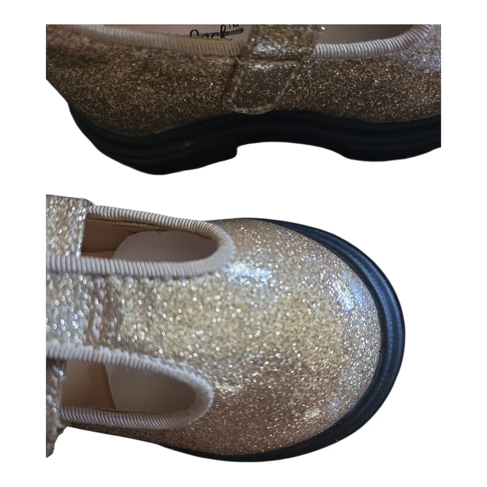Cat & Jack Gold Glitter T-Strap Dress Shoes